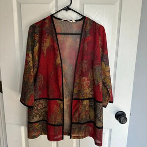 Soft Surroundings open front women Petite Small Kimono Floral Lightweight Sheer